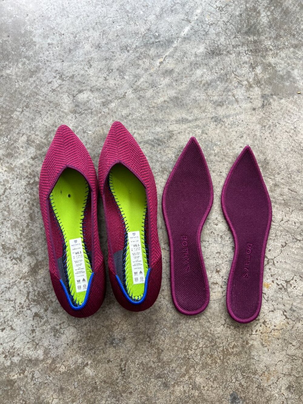 Rothy’s The Point Cabernet Herringbone Magenta / Maroon Flats Women's 6.5 - Picture 5 of 11